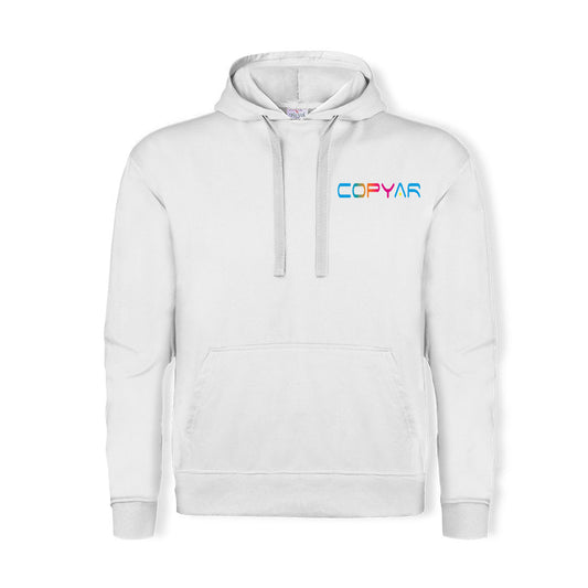 Sudadera unisex blanca con capucha - copyar.es